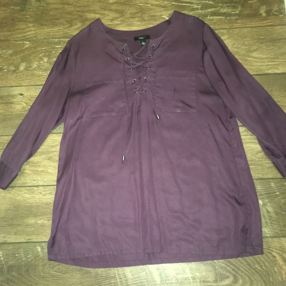 PLUM CRISS CROSS TOP - Picture 1 of 3